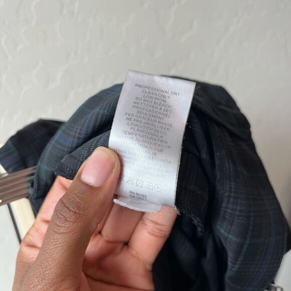 Tibi Trouser Pants Marvel Black Blue Plaid Taylor Straight Leg Ankle Pant Size 4 - Picture 11 of 11